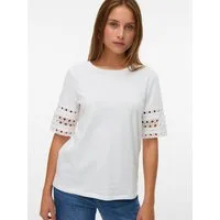 Vero Moda T-Shirt VMIVACY 2/4 O-NECK TOP JRS BTQ mit Lochstickerei