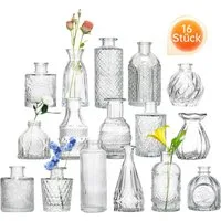 SEHAUSEU Dekovase Vase aus Glas Blumenvase (Set, 16 St) in 16 unterschiedlichen Formen (16 St)