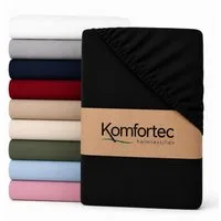Komfortec Spannbettlaken Boxspringbett bis 15cm - 30cm Matratzenhöhe, Mikrofaser, Gummizug: Rundum, (1 Stück), 90x200 cm, Schwarz