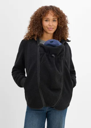 bonprix Umstands- und Tragejacke aus Teddyfleece (2-tlg. Set), schwarz, Gr.46, Teddyfleecejacke für die Schwangerschaft und danach