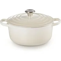 LE CREUSET Bräter Signature Gusseisen-Bräter, Gusseisen, Rund, Ø 22 cm, 2,6 l, 3,93 kg, Meringue, 21177227164430
