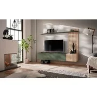 ASM-Moebel Wohnwand Schrankwand Solo CAS mit Lamellen und Push-Click System, Mit Lamellenoptik und Push-Click System