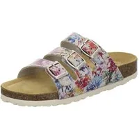 AFS-Schuhe 213399 Dreischnaller Pantolette für Damen mit Fußbett, bequeme Sandalen aus Leder