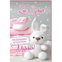 Verlag Dominique Grußkarten Geburt - Baby - Freudiges Ereignis - Karte mit Umschlag - Hase gestric