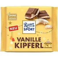 Ritter SPORT Schokolade, Ritter Sport Vanillekipferl gefüllte Vollmilchschokolade Packung 100g