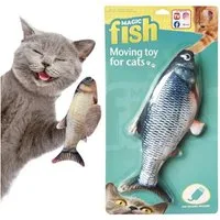 Best Direct® Tier-Beschäftigungsspielzeug Magic Fish®, Baumwolle, Polyester, Katzenspielzeug zappelnder, bewegender Fisch mit Katzenminze