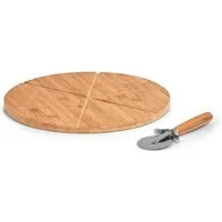 Zeller Present Pizzaschneidebrett, Bambus, Metall, (Set, 2-St), inkl. Pizzaschneider