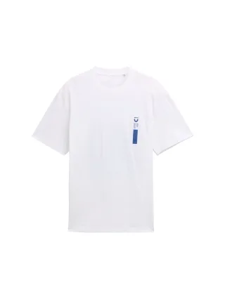 Denim Tom Tailor - Relaxed Fit T-Shirt mit Print white - Gr. - S