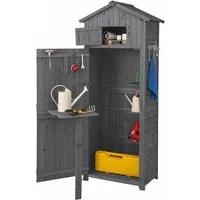 KOMFOTTEU Gerätehaus Gartenschrank, mit Ablagen & 8 Haken, 70 x 35,5 x 176cm