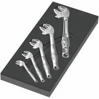 9732 Schaumstoffeinlage 6004 Joker Set 1, 5-teilig, Werkzeug-Set schwarz/grau, selbstjustierender Maulschlüssel-Satz, in Schaumstoffeinlage für Werkstattwagen