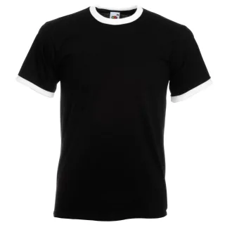 Fruit Of The Loom Herren Ringer T-Shirt (Schwarz/Weiß)