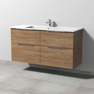 Sanipa 3way Waschtischunterbau zu Duravit ME by Starck Waschtisch mit 4 Auszügen, Eiche-Kansas UM72759