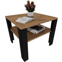 TREND WERK Couchtisch mit zusätzlicher Ablagefläche in 53×53×47 cm und 92×50×45 cm (Moderner Wohnzimmertisch im Retro Loft Design), Stabiler Beistelltisch für Wohnzimmer, Büro & Lounge