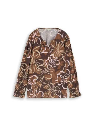 Tom Tailor - Plus Size - Blusenshirt mit Blumenmuster brown big flower design - Gr. - 44