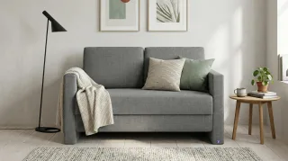 BRUNO Schlafsofa 120cm in Dunkelgrau | Schmal | stabiles Massivholz & Boxspringkomfort
