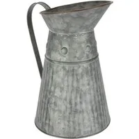 I.GE.A. Dekovase Metall-Krug (1 St), Graue Deko-Kanne mit Riffelung Schlaghammer-Optik Vase für Blumen