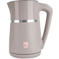 BerlingerHaus Wasserkocher Mattes Taupe, 1,7 l, 2200 W, Cool-Touch-Doppelwand, Edelstahl-Innenbehälter, abnehmbarer Deckel