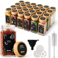 CLP Aufbewahrungsbox Gewürzgläser (Kombi Set), 24er Set je 120ml, mit Streueinsätzen und Etiketten