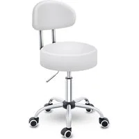 TRESKO Drehhocker Rollhocker mit Lehne, Arbeitshocker höhenverstellbar 46-58 cm, Bürostuhl mit Rollen Hocker Drehstuhl Kosmetikhocker