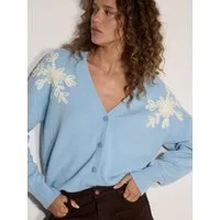 Apricot Cardigan Cardigan mit Blumenapplikationen mit Stickerei