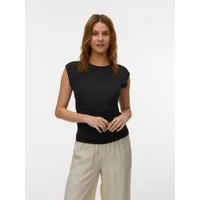 Vero Moda Rundhalsshirt VMAVASARAH SL TOP JRS NOOS Materialmix, seitlich gerafft