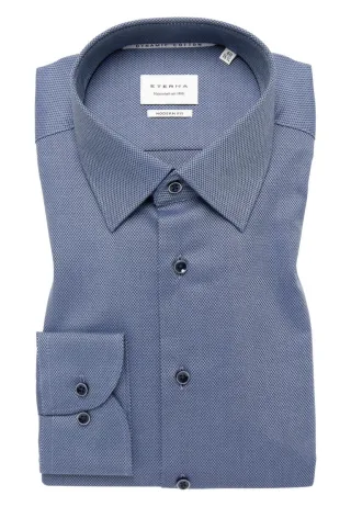 ETERNA - Modern Fit: Hemd mit Dobbydesign blau - Gr. - 40