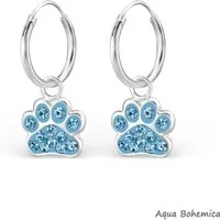 Order & Smile Schmuck Paar Ohrhänger Hundepfoten Schmuck: Creolen Ohrringe „Kristall Pfote“ Silber 925