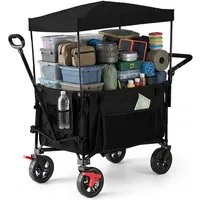 relaxdays Bollerwagen Faltbarer Bollerwagen mit Dach, schwarz