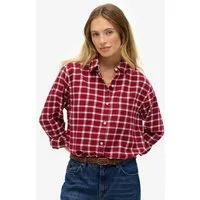 Superdry Karobluse CHECK FLANNEL BOYFRIEND SHIRT mit klassischem Hemdblusenkragen, aus Baumwolle, Oversize-Passform
