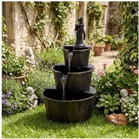 COSTWAY Wasserspiel 3-stufiger Gartenbrunnen mit Pumpe, Springbrunnen aus PP