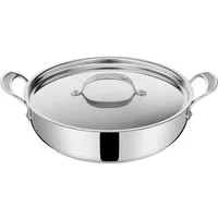Tefal Servierpfanne Jamie Oliver Cook's Classic, Schmorpfanne Induktion beschichtet, Edelstahl (1-tlg), Thermo-Signal bei idealer Brattemperatur, für alle Herdarten geeignet