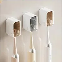 FOUORTUNATE-BEE Zahnbürstenhalter Wand-Zahnbürstenhalter mit Deckel – Selbstklebend, 3-teilig, (3-St), Praktische Badezimmer-Aufbewahrung für Zahnbürsten und Zubehör