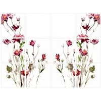 K&L Wall Art Fliesenaufkleber selbstklebend Wandschutz Sticker Set Sommer Blumen Rot