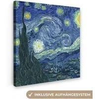 OneMillionCanvasses® Leinwandbild Sternennacht - Kunstdrucke - Alte Meister - Vincent van Gogh, Fotodruck (1 St), Wandbild, Deko Schlafzimmer Wohnzimmer Flur 20x20 cm