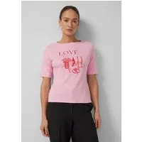 s.Oliver Kurzarmshirt T-Shirt T-Shirt mit Schmucksteinen und Frontprint