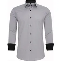 R-NEAL Businesshemd Herren Kontrast Hemd "R-NEAL" Hochzeit-Hemd Slim Fit Stretchhemd
