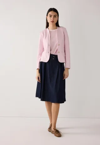 MORE & MORE - Blusenshirt mit Kontrastabschlüssen rosa - Gr. - 44