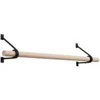 SO-TECH® Wandgarderobe 120 x 150 mm mit Ø 30 mm Kleiderstange aus Holz (Spar-Set, 1 St), Schwarz lackiert mit 50 cm Garderobenstange aus Buche