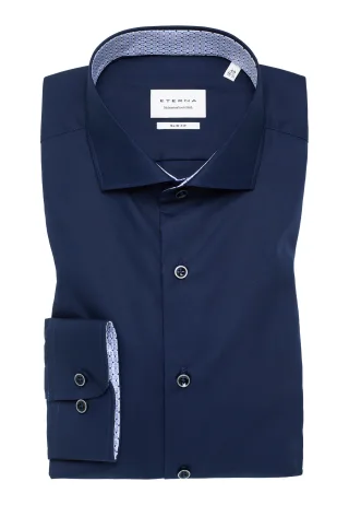 ETERNA - Original Shirt Popeline Langarm navy - Gr. - 41/Langarm - 67cm