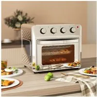 HOMCOM Minibackofen mit 60 Min. Timer, Backblech Grillrost, Innenbeleuchtung, zum Grillen, Backen, Toasten, Silber