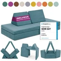 Linodino Kindersofa Spielsofa I aus Schaumstoff Bausteine I Spielcouch für Kinder, Wasserfeste Unterbezüge, Waschbare Chenille Bezüge 30°