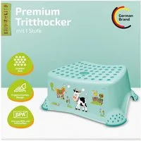 KiNDERWELT Tritthocker Premium stabiler Tritthocker Tier Motiv weiß