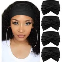 Zaewry Haargummi 4 Stück Stirnbänder Damen Boho Breite Haarband Weiche Yoga Stirnband