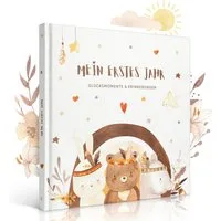 Eulentaler Tagebuch I Mein erstes Jahr Babyalbum I Von Pädagogen gestaltet im süßen Boho Stil, mit handgemalte Illustrationen & allen Meilensteinen