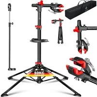 KESSER Fahrrad-Montageständer Profi Reparaturständer Fahrradständer bis 50kg Traglast, Fahrradmontageständer inkl. Tasche, Werkzeugschale & Magnetfach