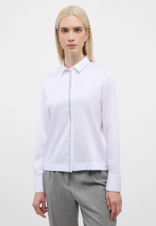 ETERNA - Satin Shirt Bluse Satingewebe Langarm weiß - Gr. - 42/Langarm
