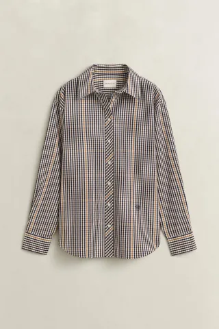 GANT - Karierte Bluse toasted almond - Gr. - 36