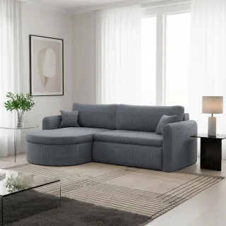Ecksofa Schlafsofa FELIZ Stoff Poso Grau Ottomane Links
