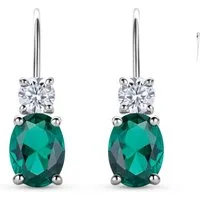 Miore Paar Ohrhänger SAS006E - 925 Sterling Silber mit Smaragden 2 Kt & Zirkonia 0.9 Kt, Ohrringe für Damen in Echtsilber