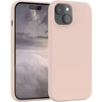 EAZY CASE Handyhülle Premium Silikon Case für Apple iPhone 15 6,1 Zoll, Hülle Bumper Case Slimcover mit Displayschutz Silikonhülle Altrosa